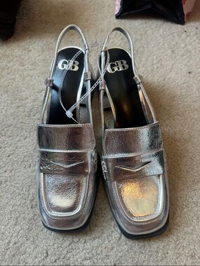 Gianni Bini Silver Metallic Slingback Loafers